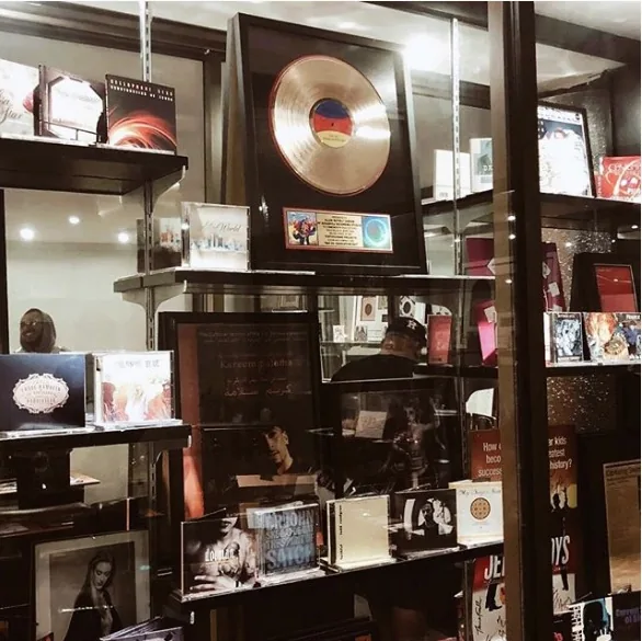 Gold and platinum records on the wall at SugarHill